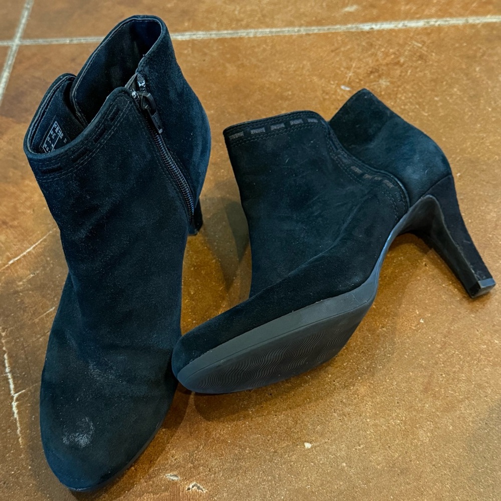 Clark’s Adriel Chic Black Suede Heeled Booties